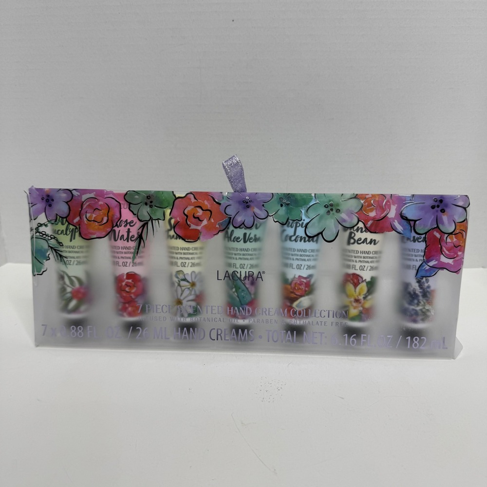 Lacura 7 Piece Scented Hand Cream Collection Gift Set Botanical Oil 6.16oz NEW